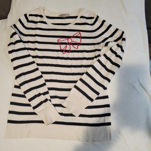 Gap Black & White Sweater with Red Bow